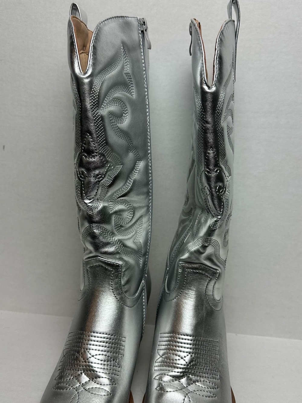 TOP Moda Metallic Silver Cowboy Boots